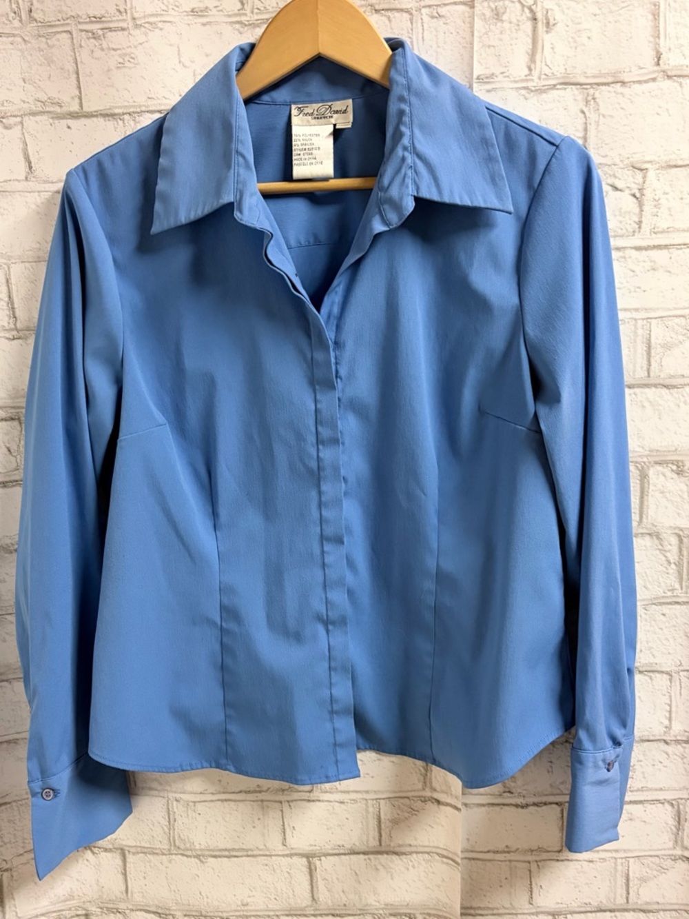 Fred David Baby Blue Button-Front Blouse